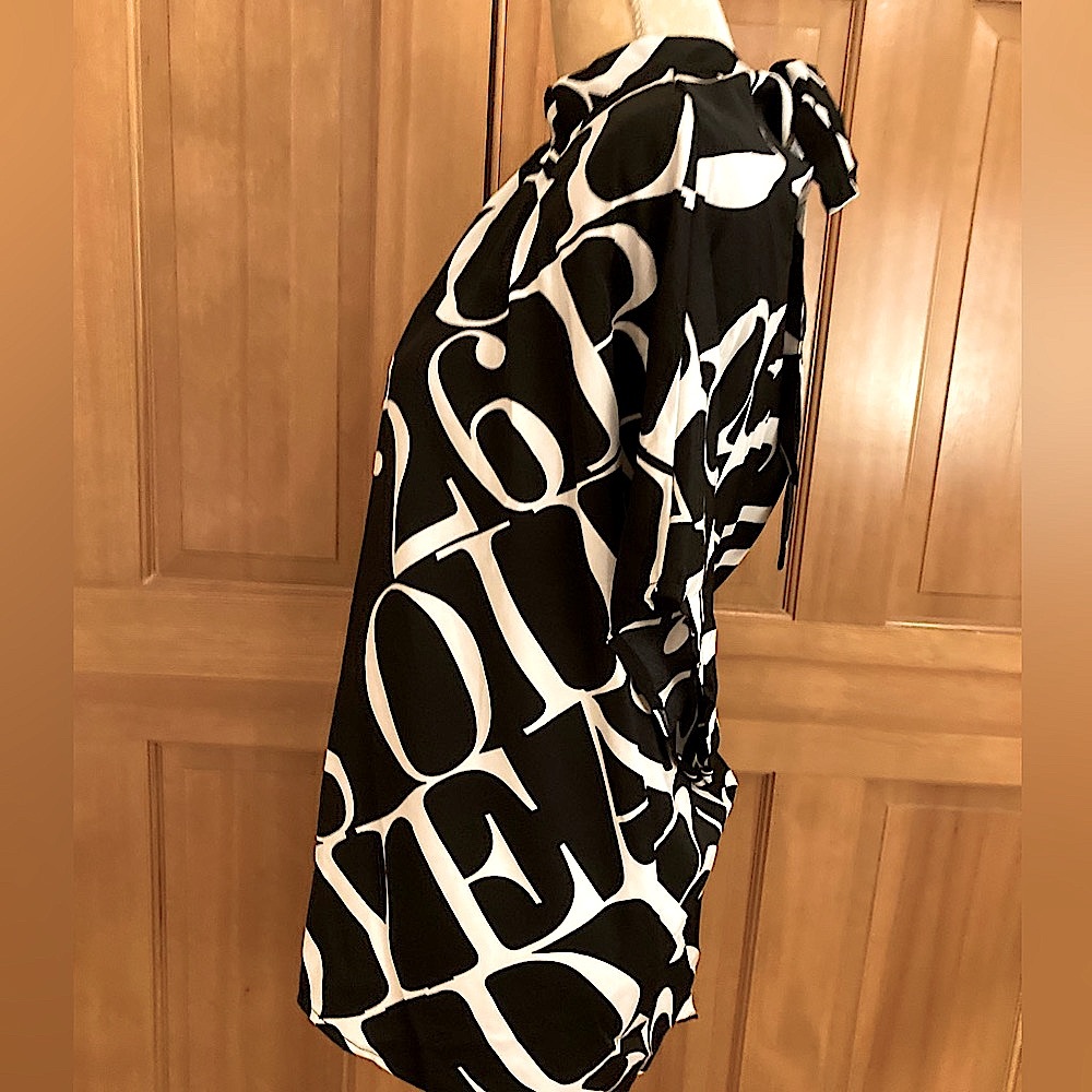 Dolman Sleeved Letter Print Designer Blouse. - Picture 10 of 14